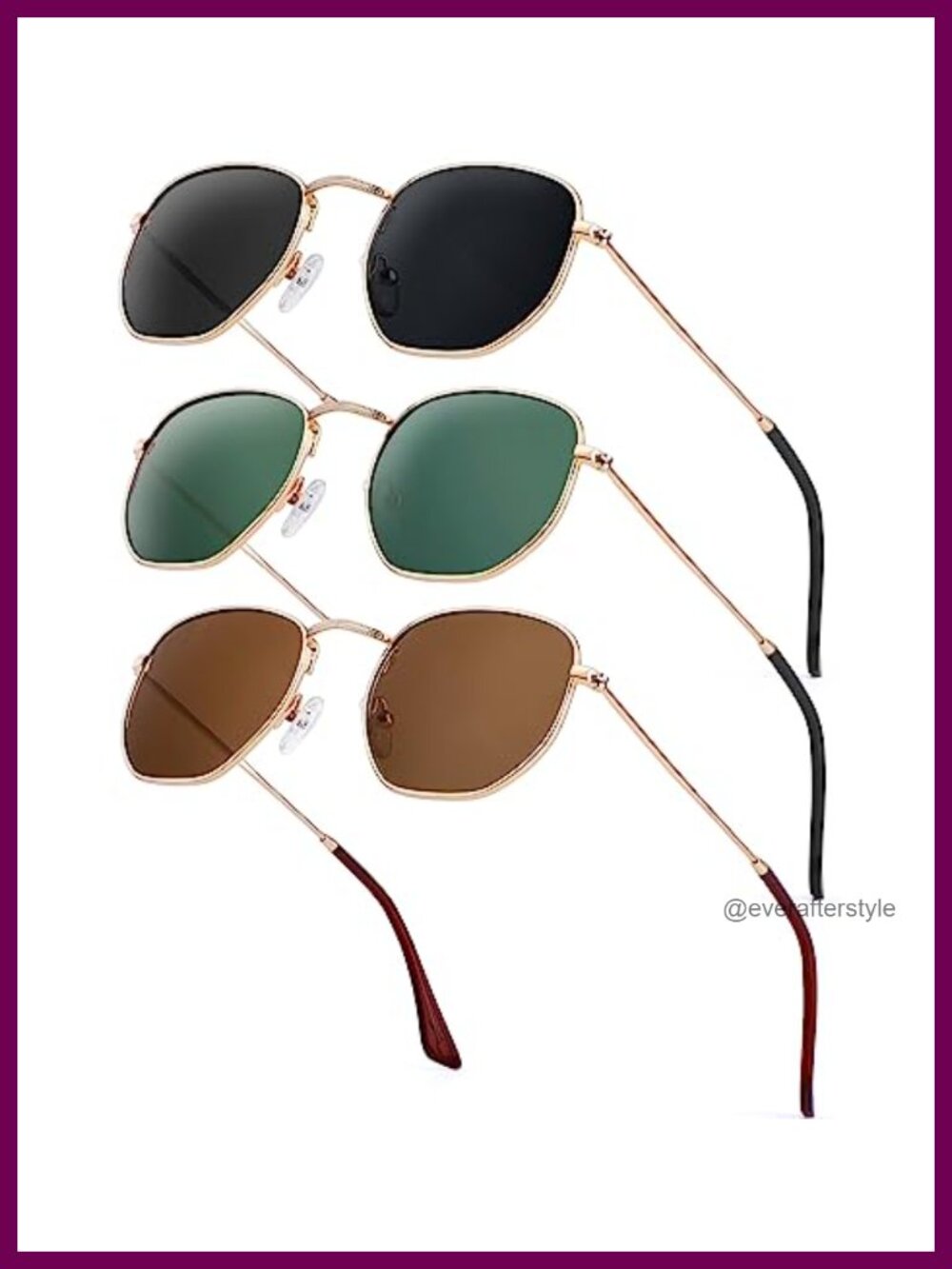 Polarized Square Hexagonal Sunglasses UV Protection Metal Frame Unisex